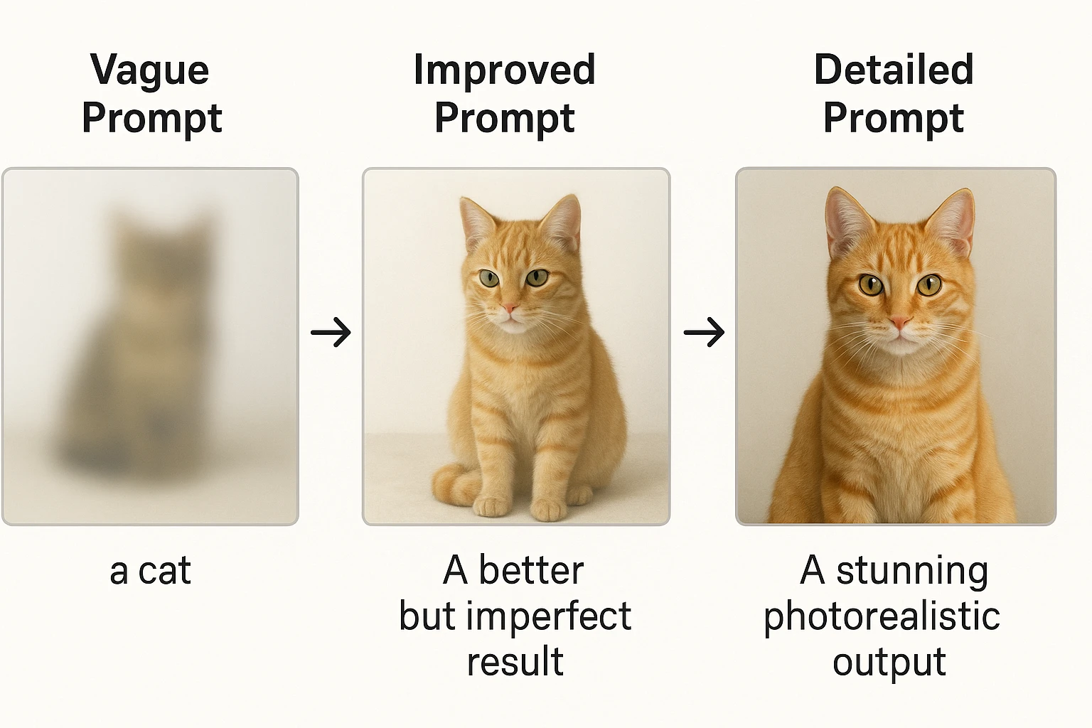 Side-by-side comparison of prompt iterations showing improvement